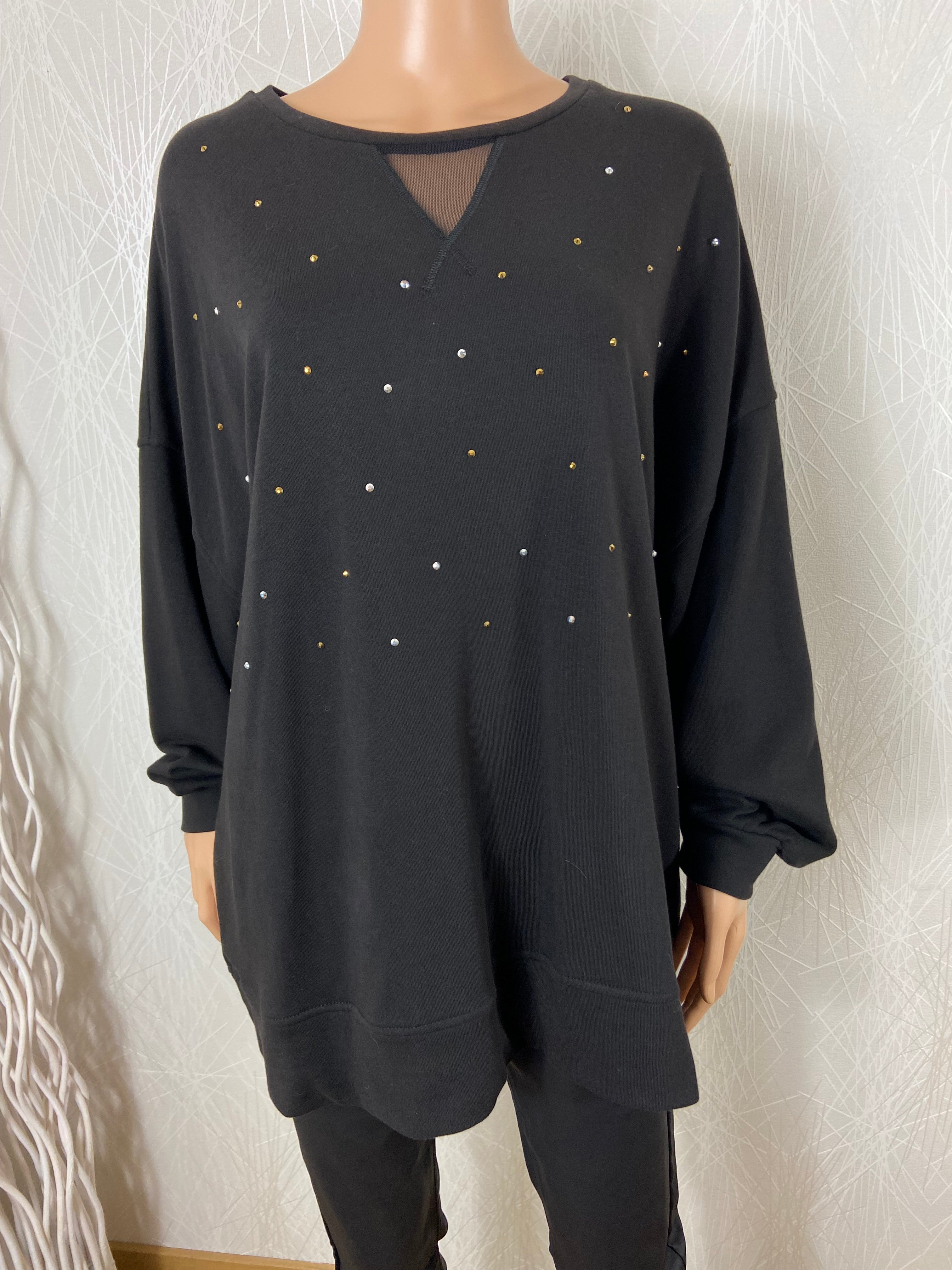 Pull long femme strass Mat