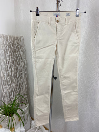Pantalon coton slim blanc ivoire Happy