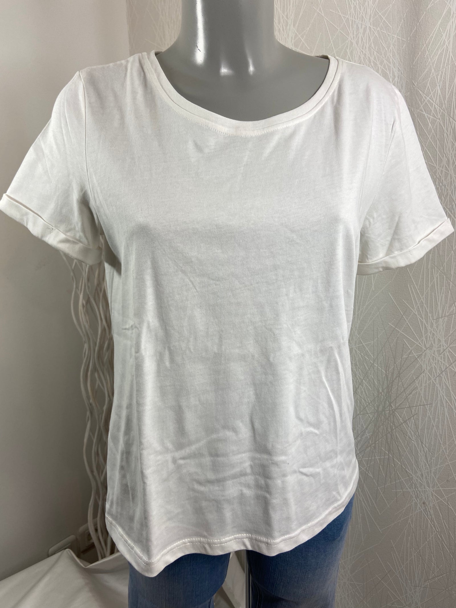 T-shirt coton uni blanc blanc Charlior