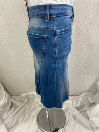 Jupe jeans avec ourlet effiloché Made In Italy