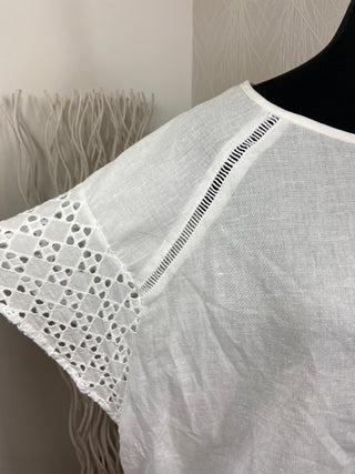 T-shirt manches courtes blanc broderie Ky Création