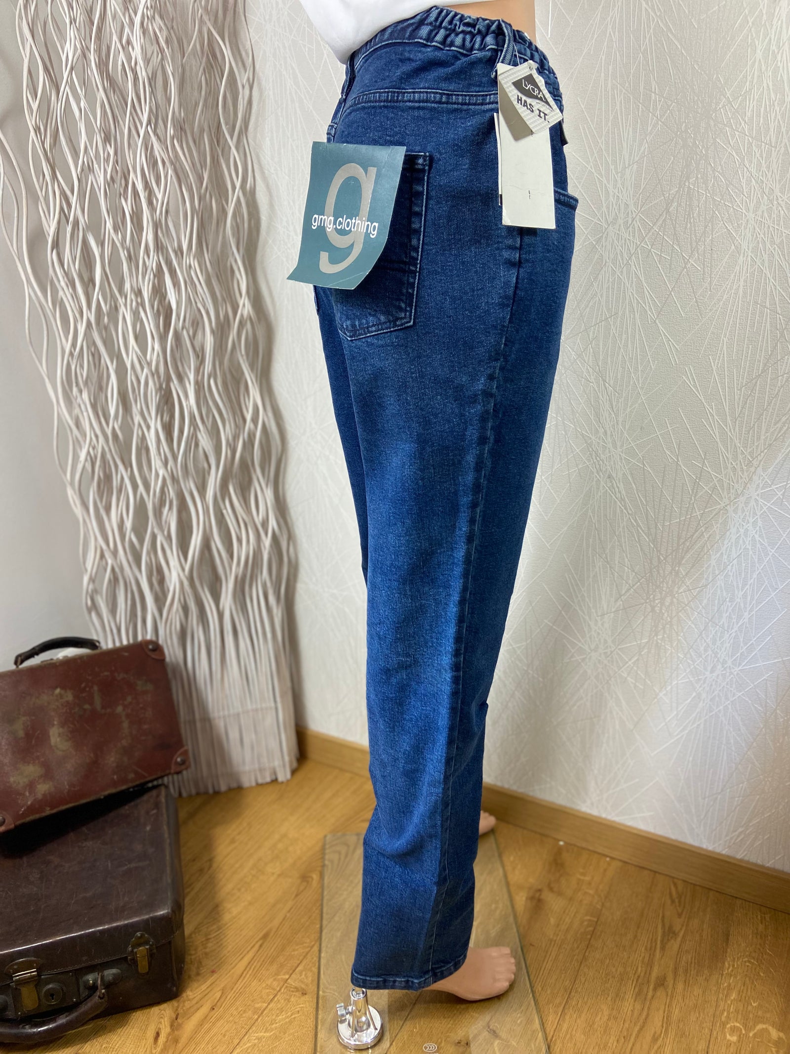 Jeans bleu denim extensible coupe droite Gmg Clothing - Offre-Unique