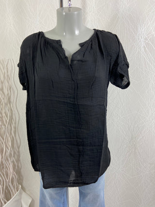 T-shirt noir léger manches courtes Adilynn - Taille Unique