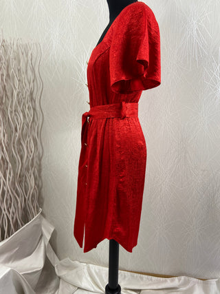 Robe midi manches courtes rouge Opullence