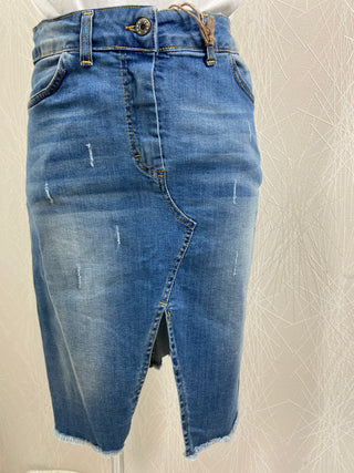 Jupe en jean a bouton hot sale