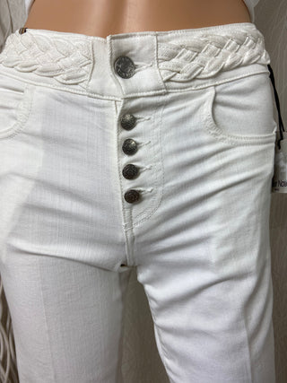 Jean blanc ajusté jambes évasées taille haute modèle New Dahlia White Notify Jeans