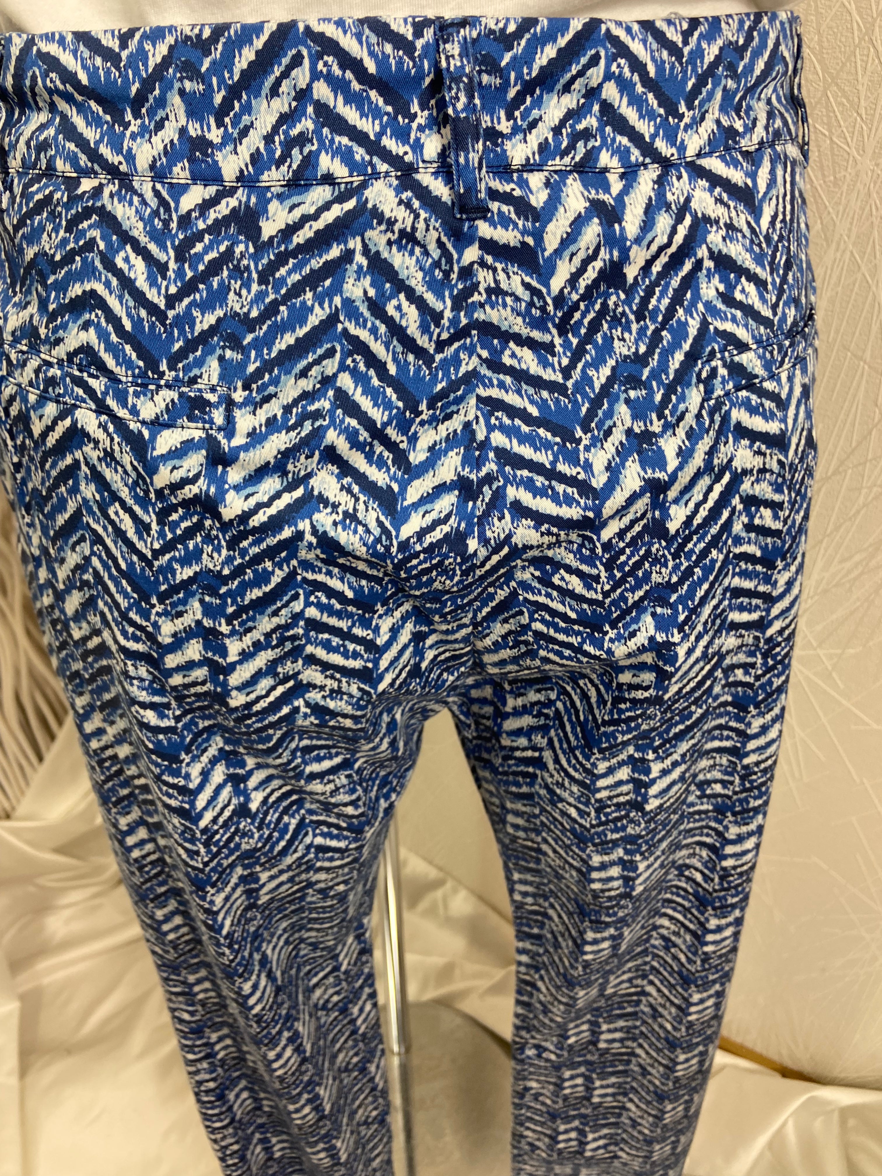 Pantalon léger droit bleu blanc chevron An’ge - Offre-Unique