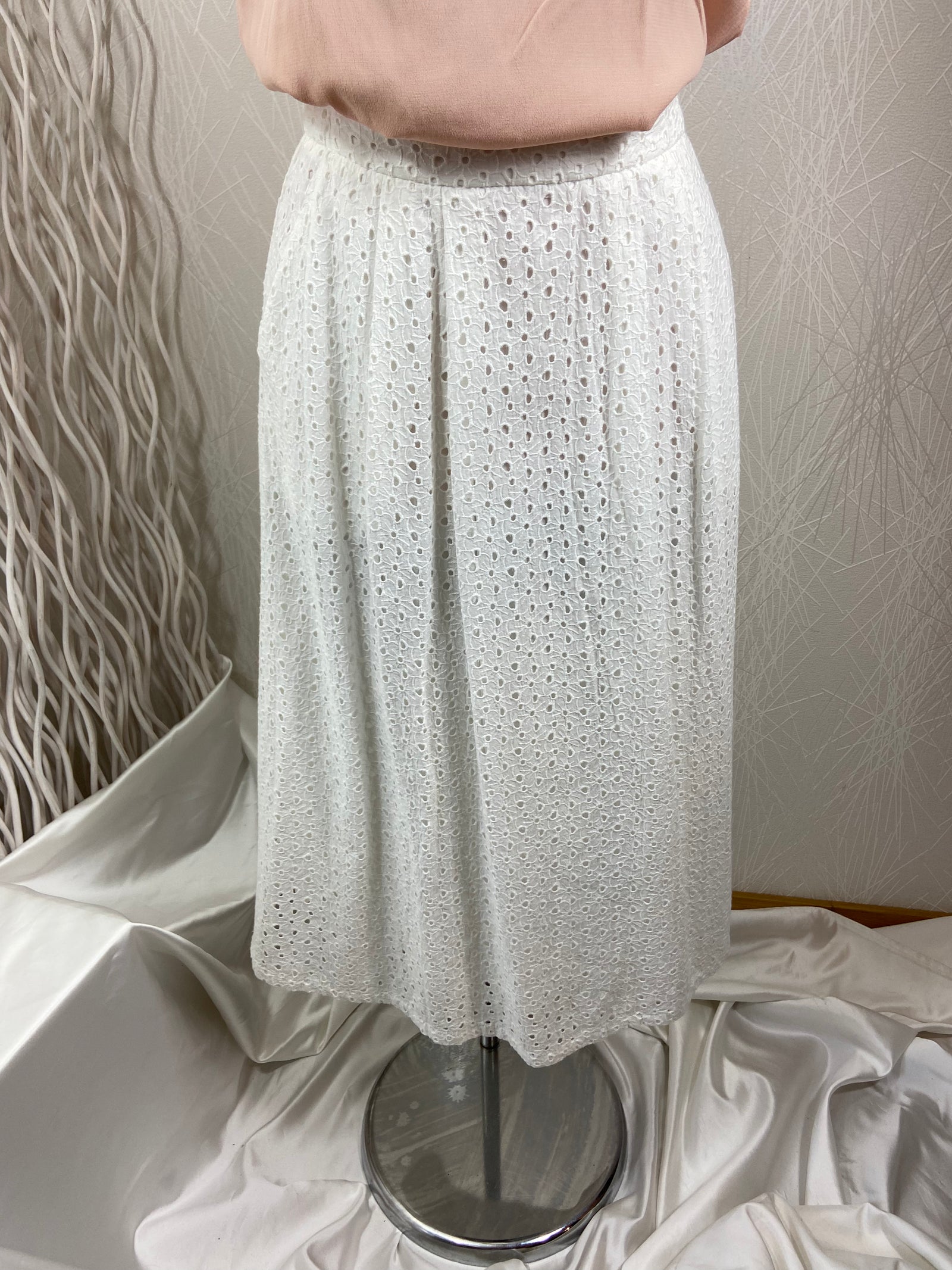 Jupe coton blanche longue ajourée doublée ArtLove - Offre-Unique