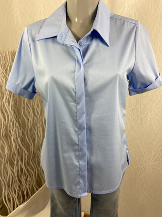 Chemise bleue clair élégante boutonnée manches courtes Pako Litto