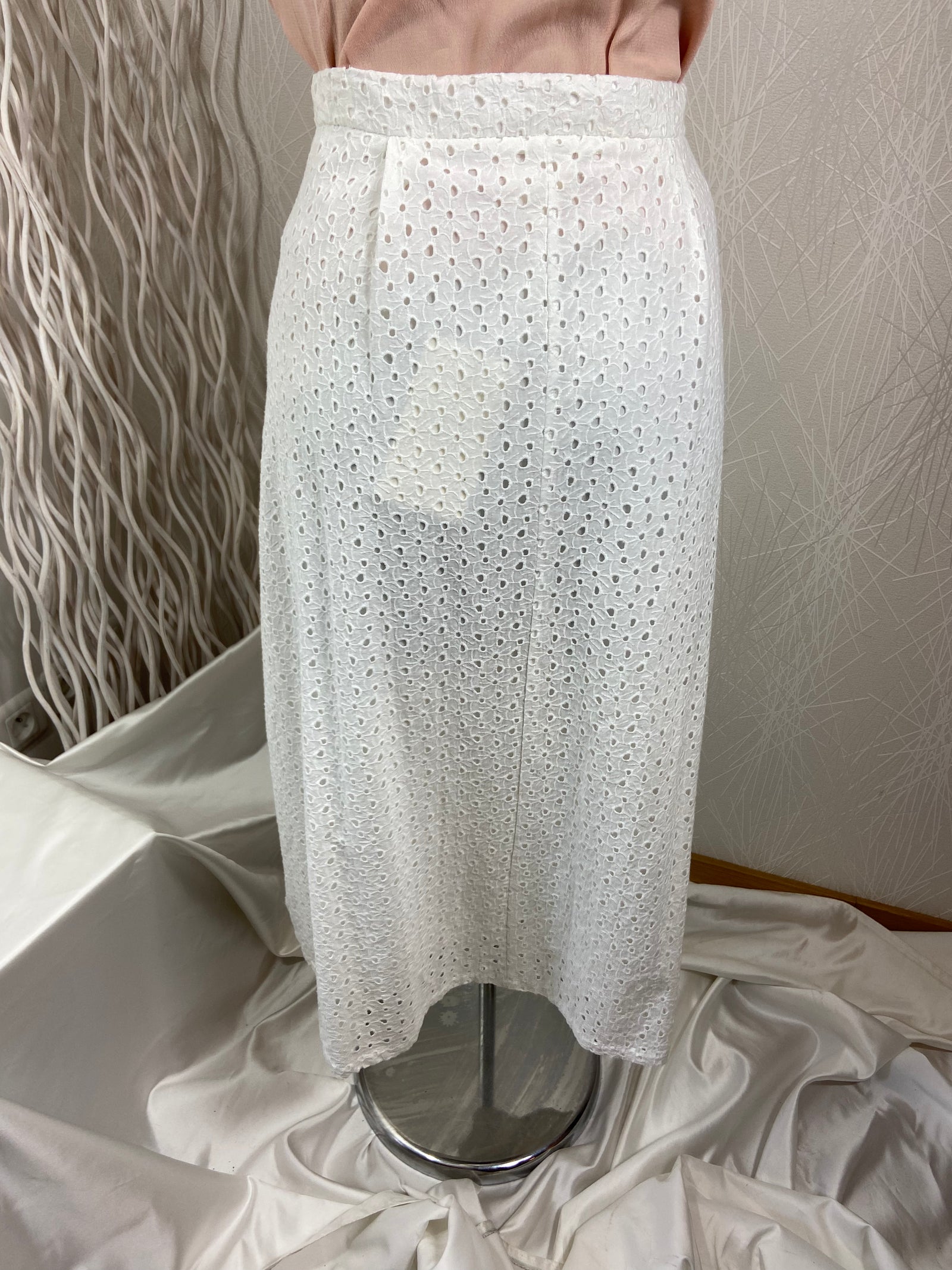 Jupe coton blanche longue ajourée doublée ArtLove - Offre-Unique