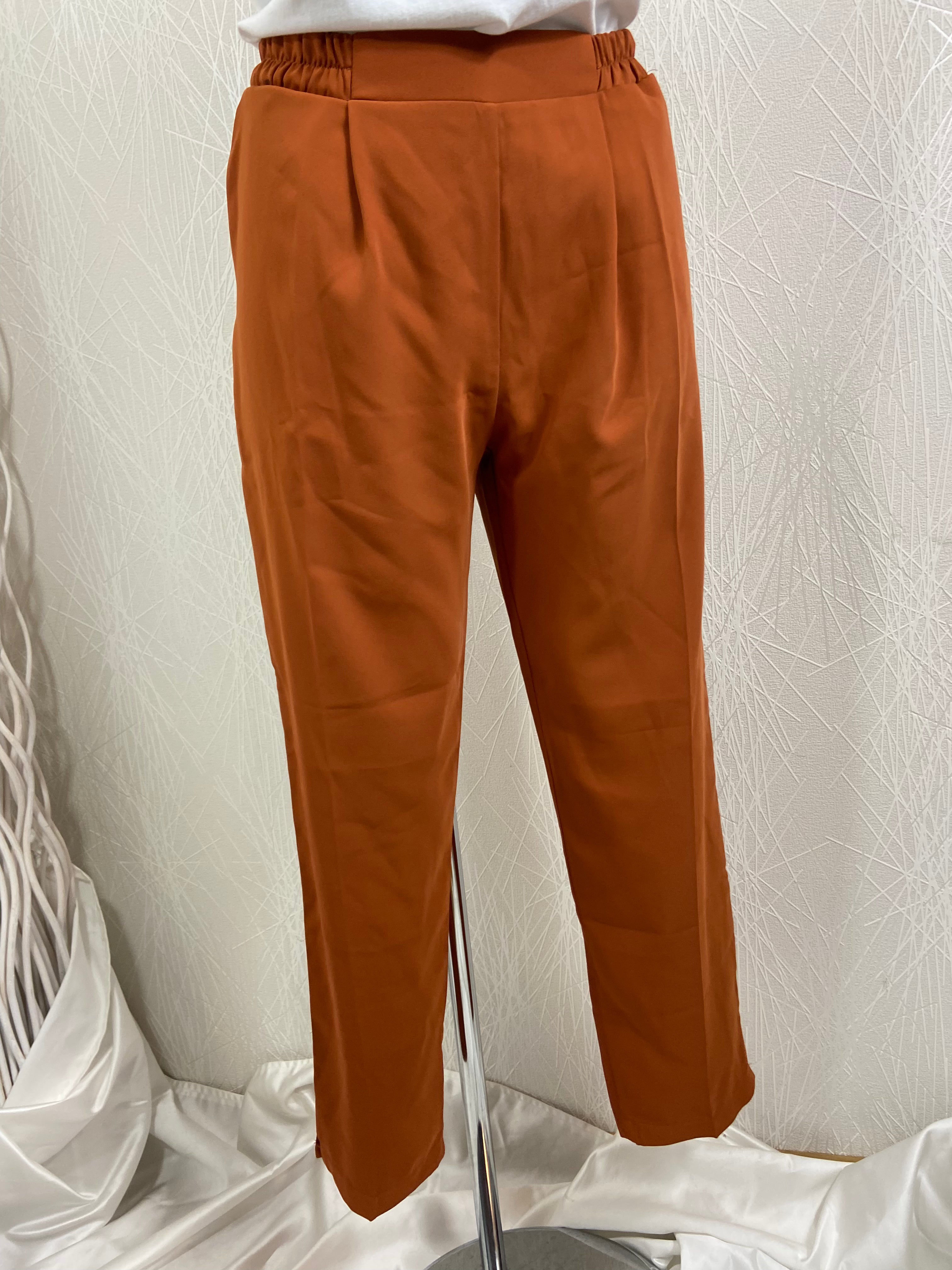 Pantalon camel 7/8 fluide leger taille élastique Diab’Less - Offre-Unique