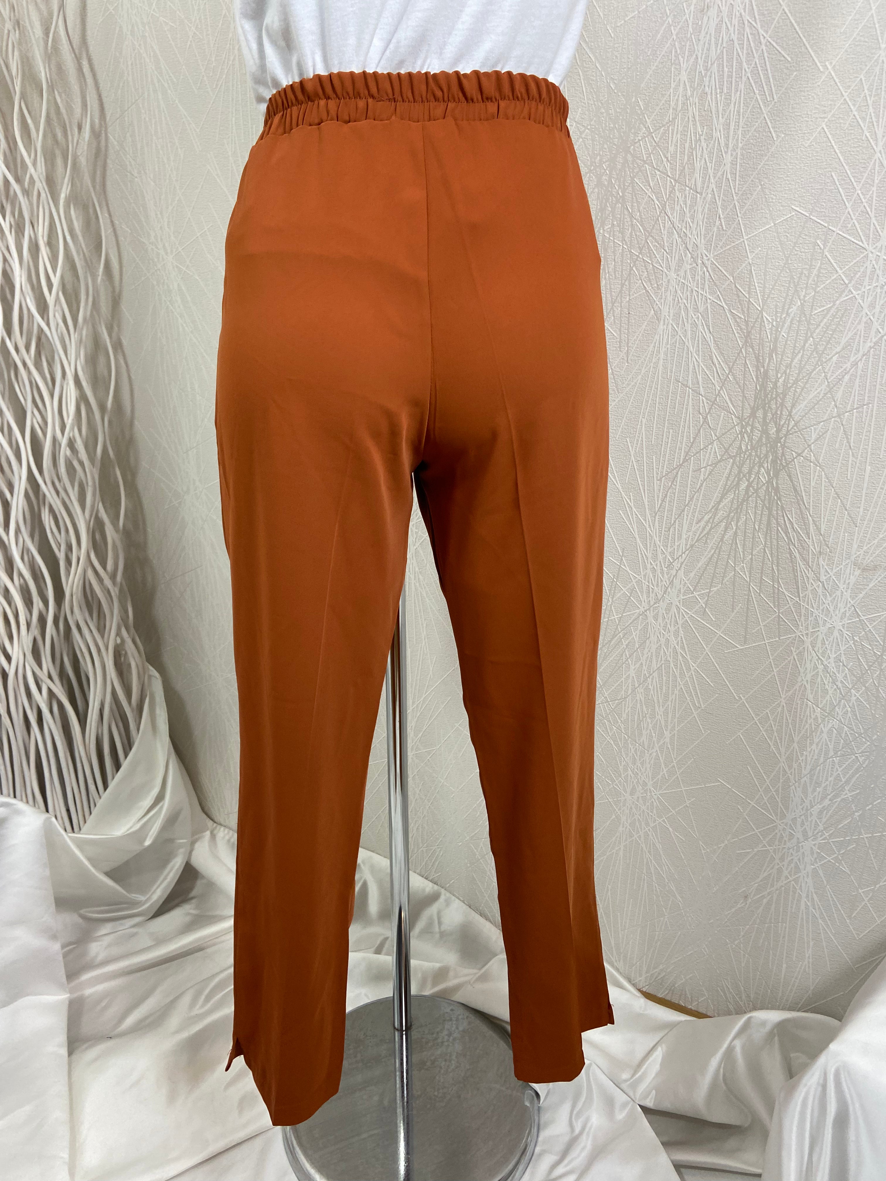 Pantalon camel 7/8 fluide leger taille élastique Diab’Less - Offre-Unique