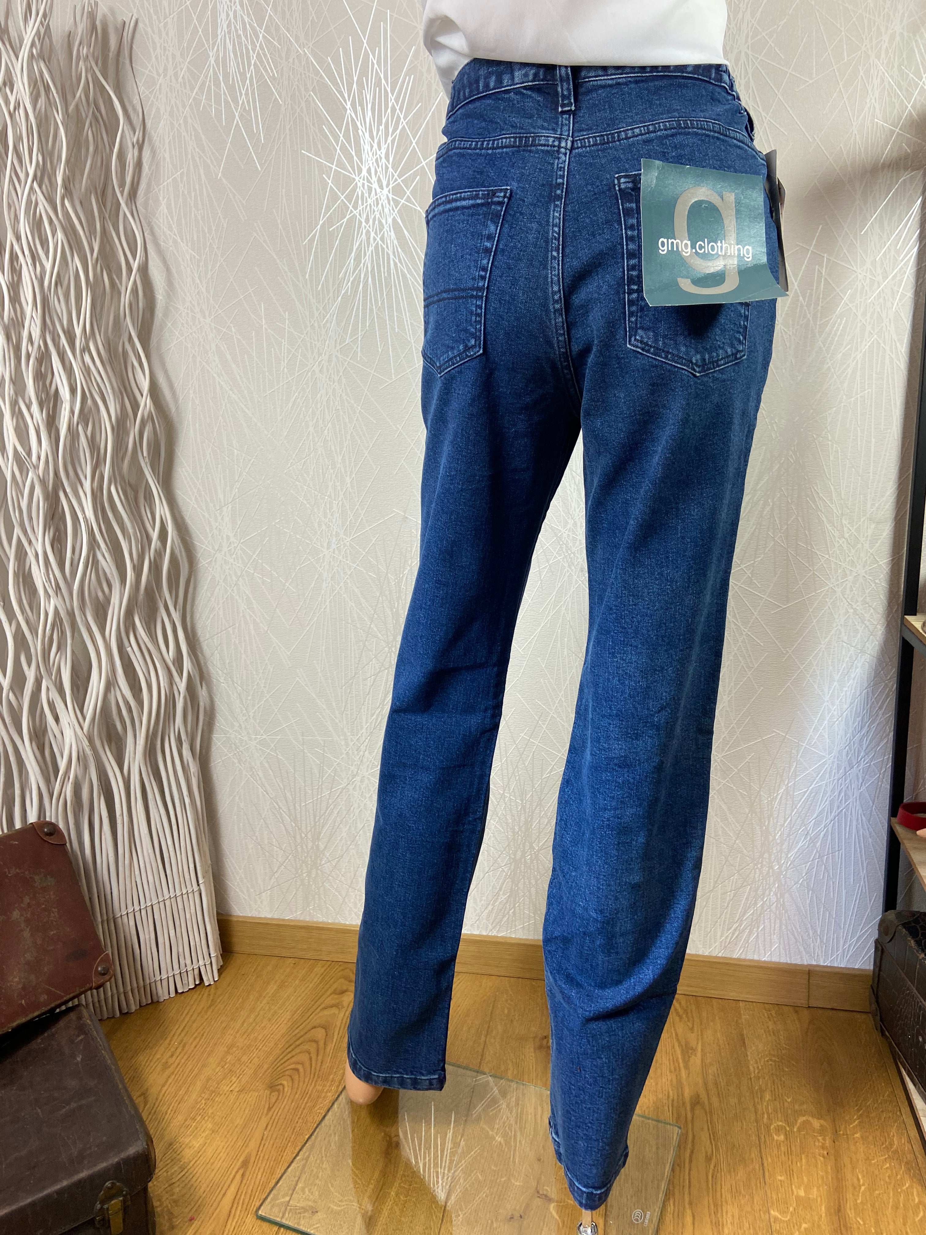 Jeans bleu denim extensible coupe droite Gmg Clothing - Offre-Unique
