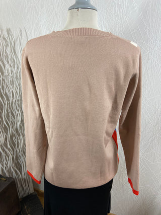 Pullover beige manches longues près du corps  News Lady