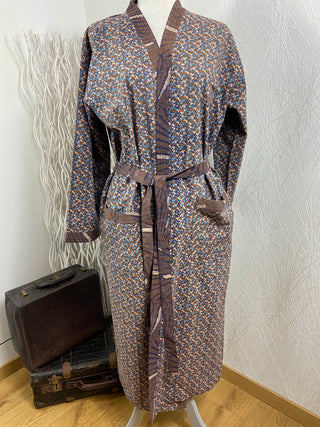 Kimono imprimé ultra féminin confortable modèle Classique Pipa Cobalt La Fiancée du Mekong - Taille unique