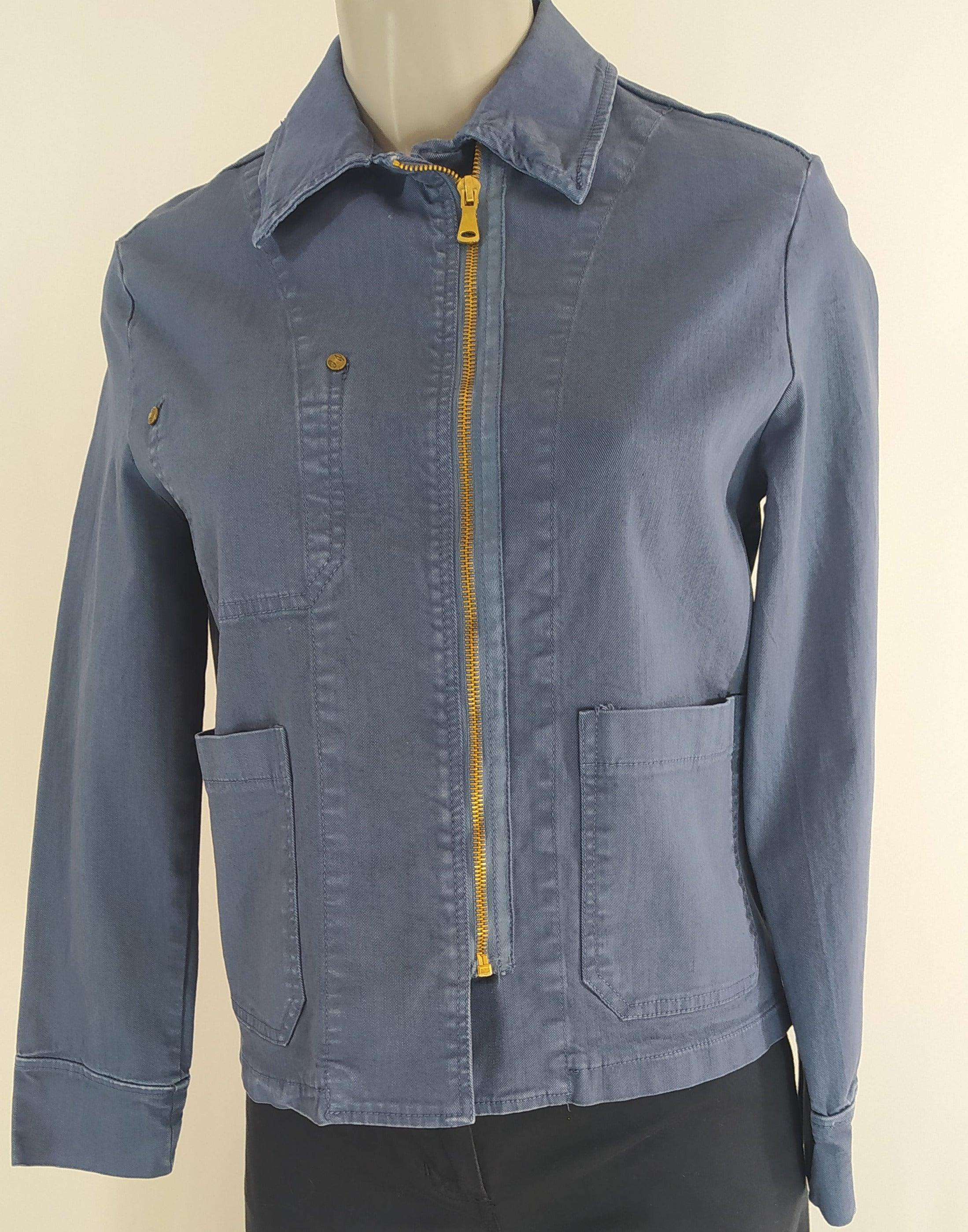 Veste bleue coton coupe droite tissu jean denim Pako Litto - Offre-Unique