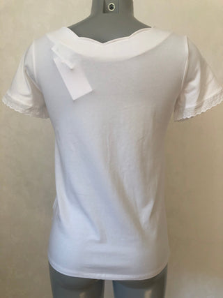 T-shirt blanc boutonné en coton bio à manches courtes C'est beau la vie