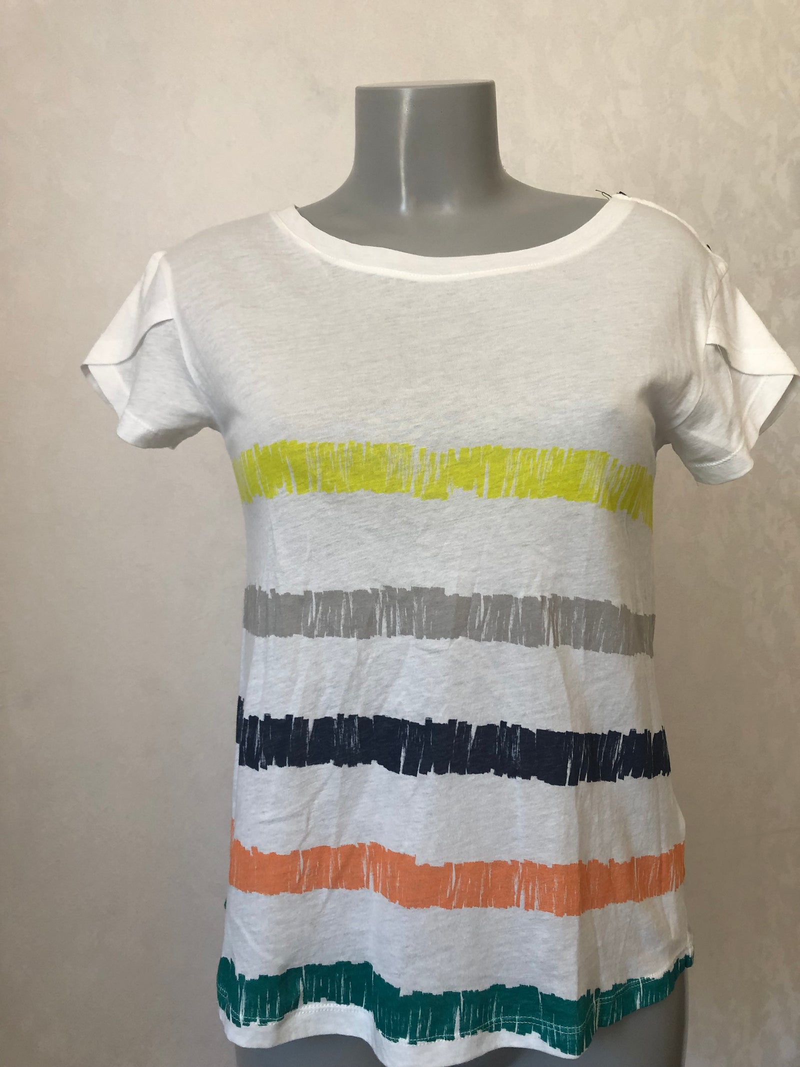 T-shirt coton recyclé manches courtes rayures de couleurs SKFK