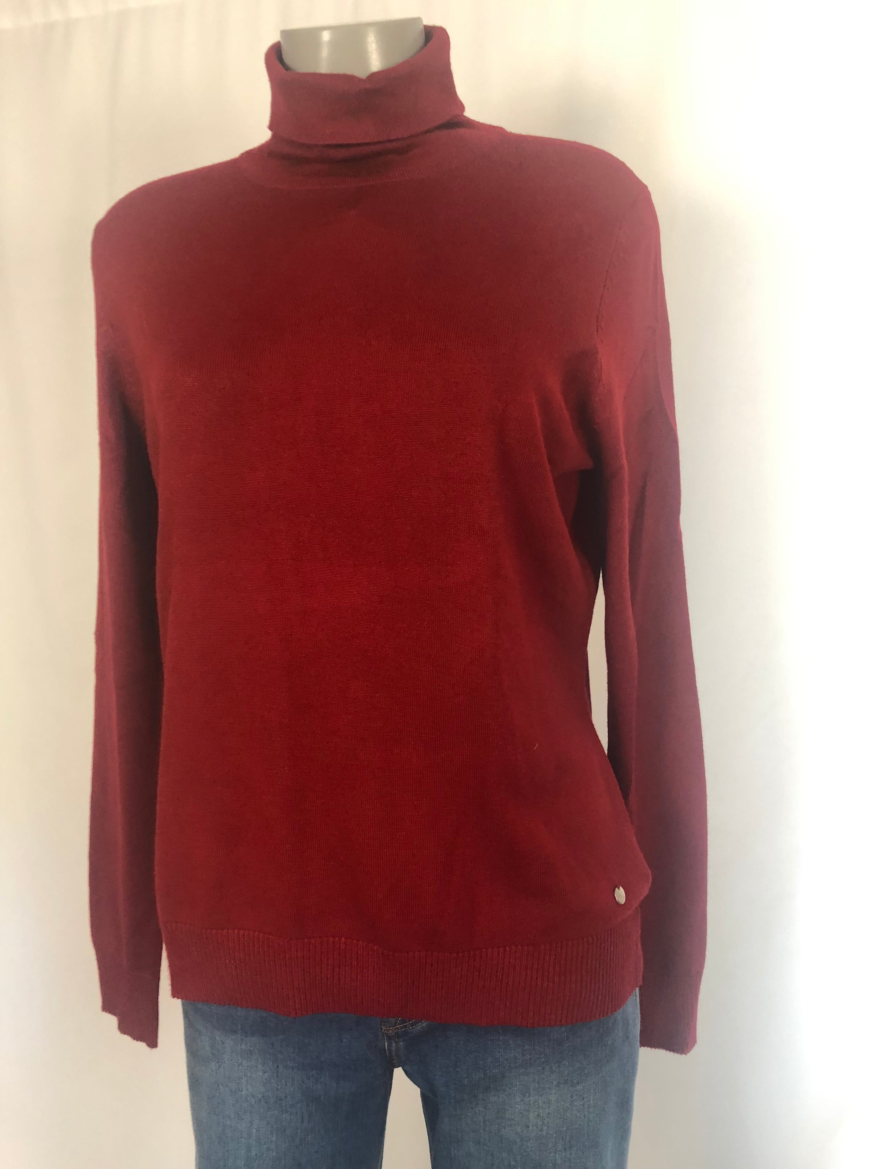 Pull rouge mailles fines col coulé rouge Deeluxe