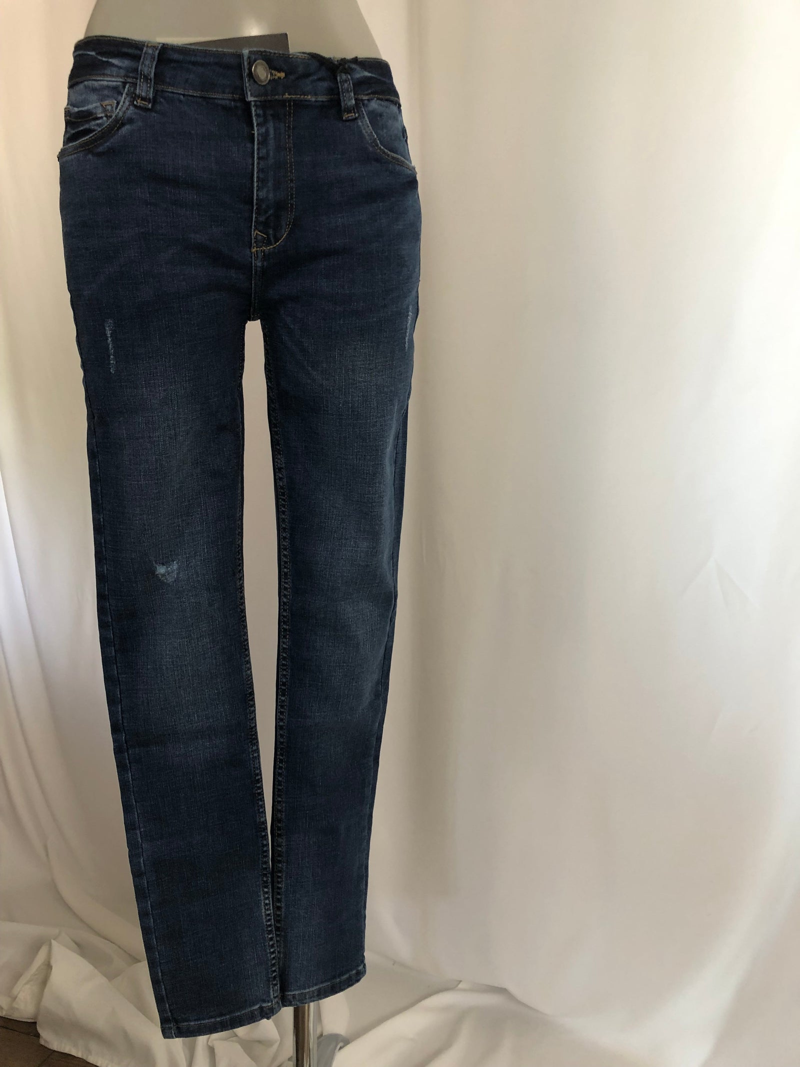 Jeans slim bleu coupe droite avec effet usé Deeluxe