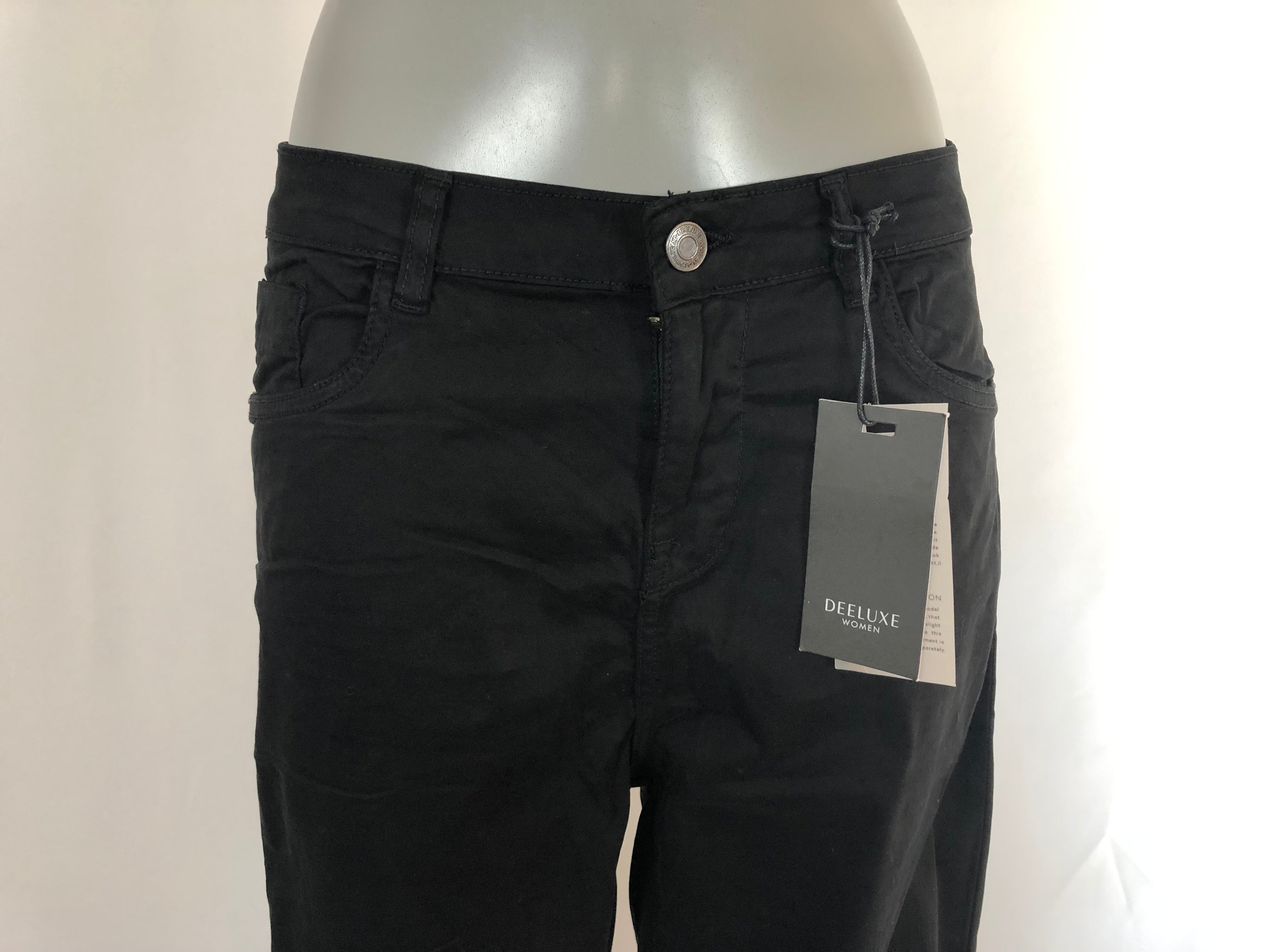 Pantalon slim noir coton confortable Deeluxe