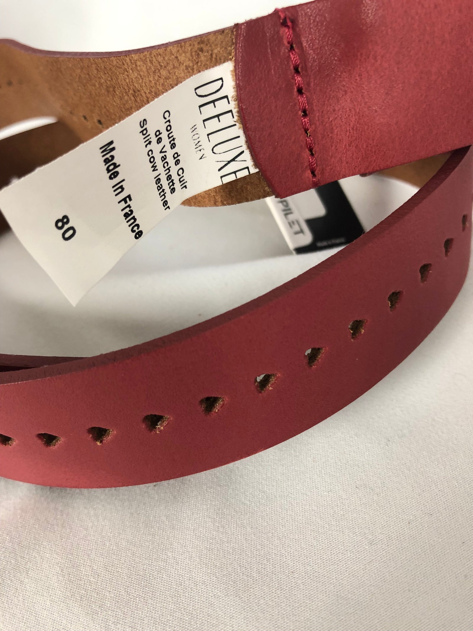 Ceinture en cuir couleur bordeaux Deeluxe