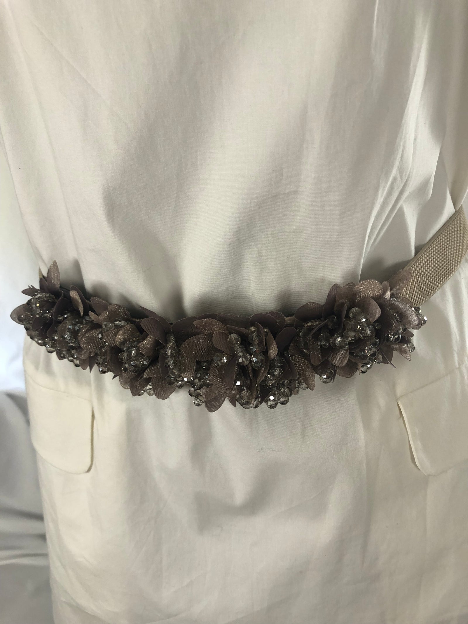 Ceinture élastique perles fantaisie femme -Taille Unique