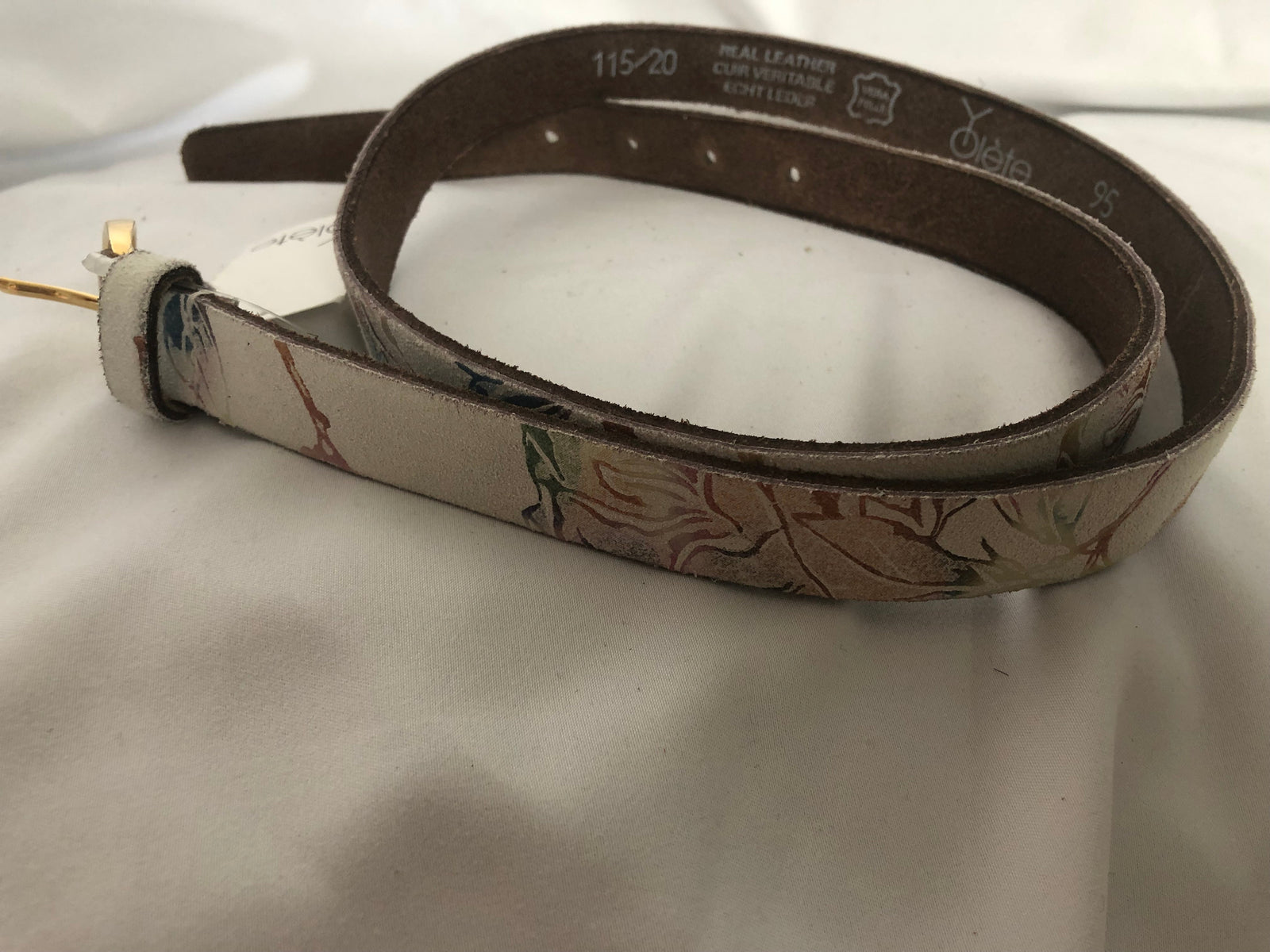 Ceinture cuir motifs feuilles Yolète