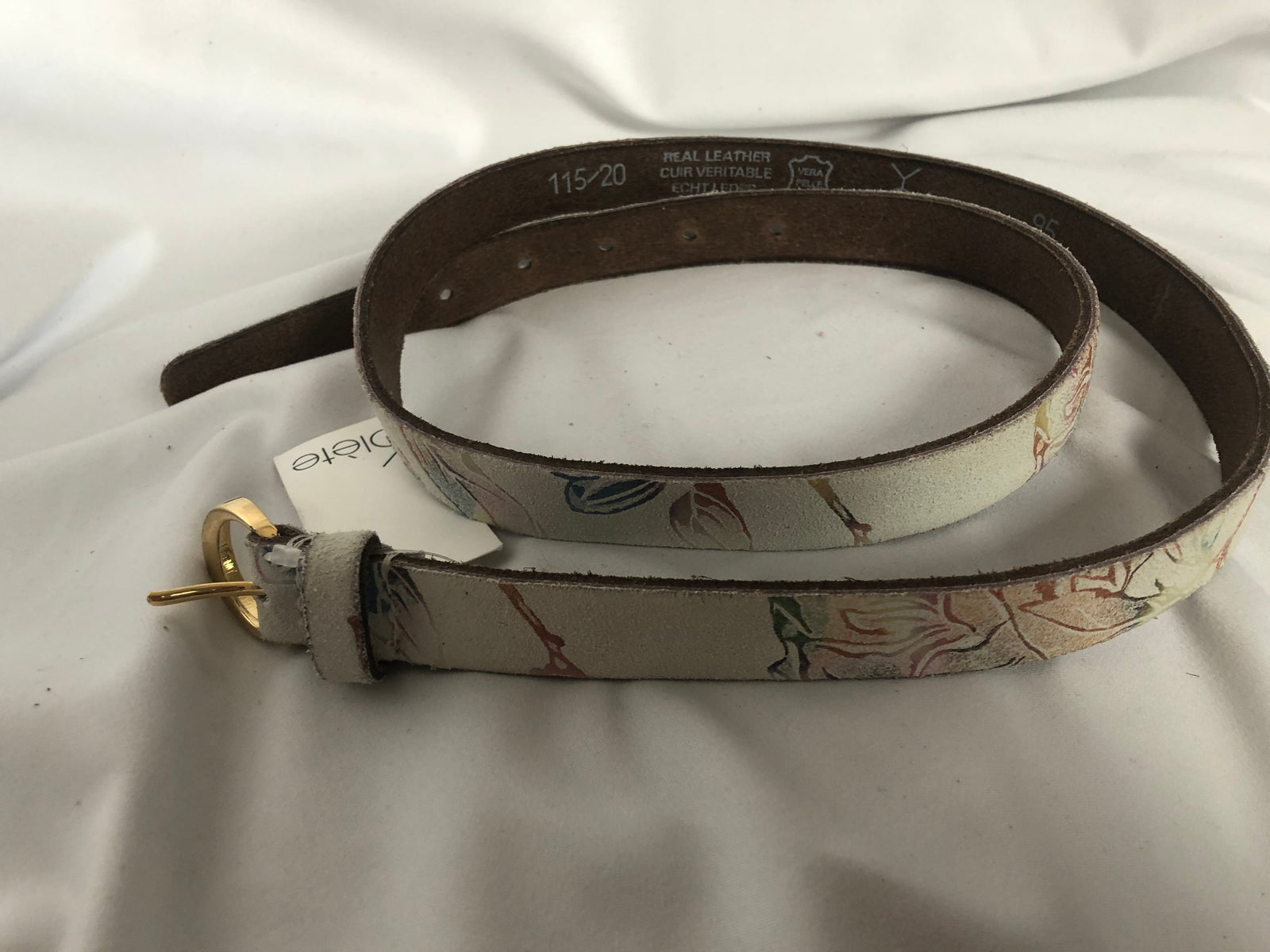 Ceinture cuir motifs feuilles Yolète