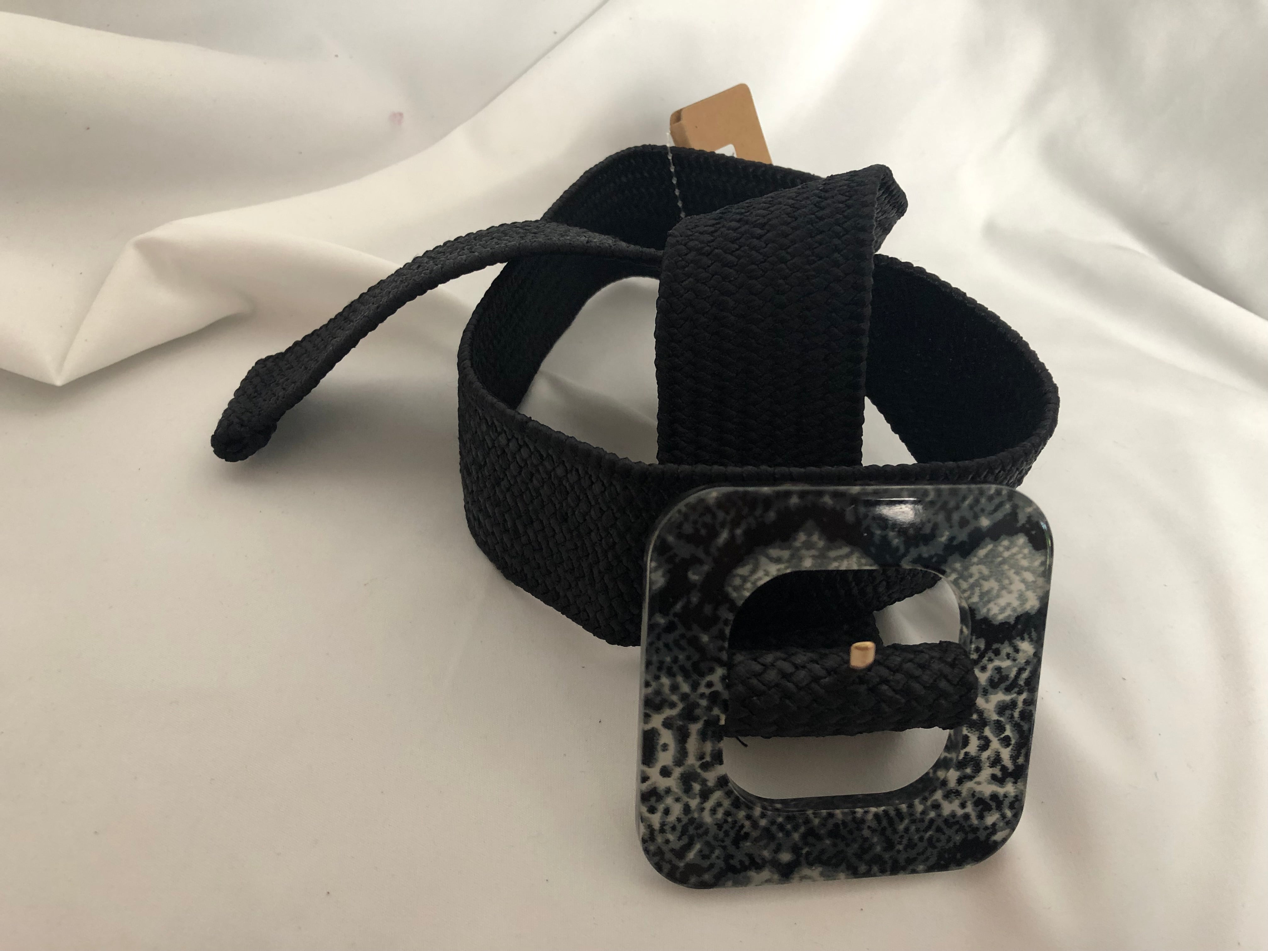 Ceinture fantaisie femme élastique noire