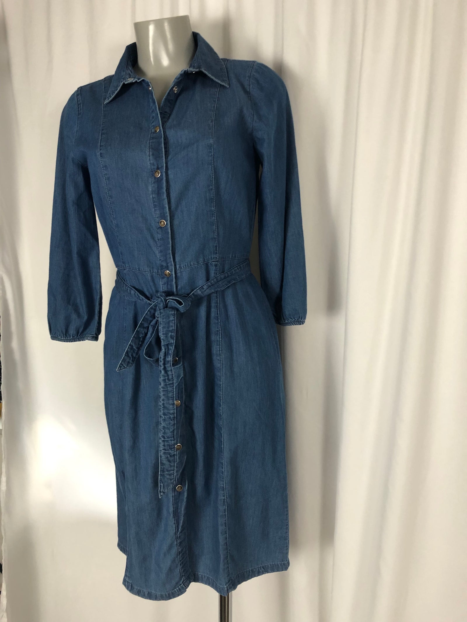 Robe coton en tissu bleu jeans denim manches 3/4 Peppercorn