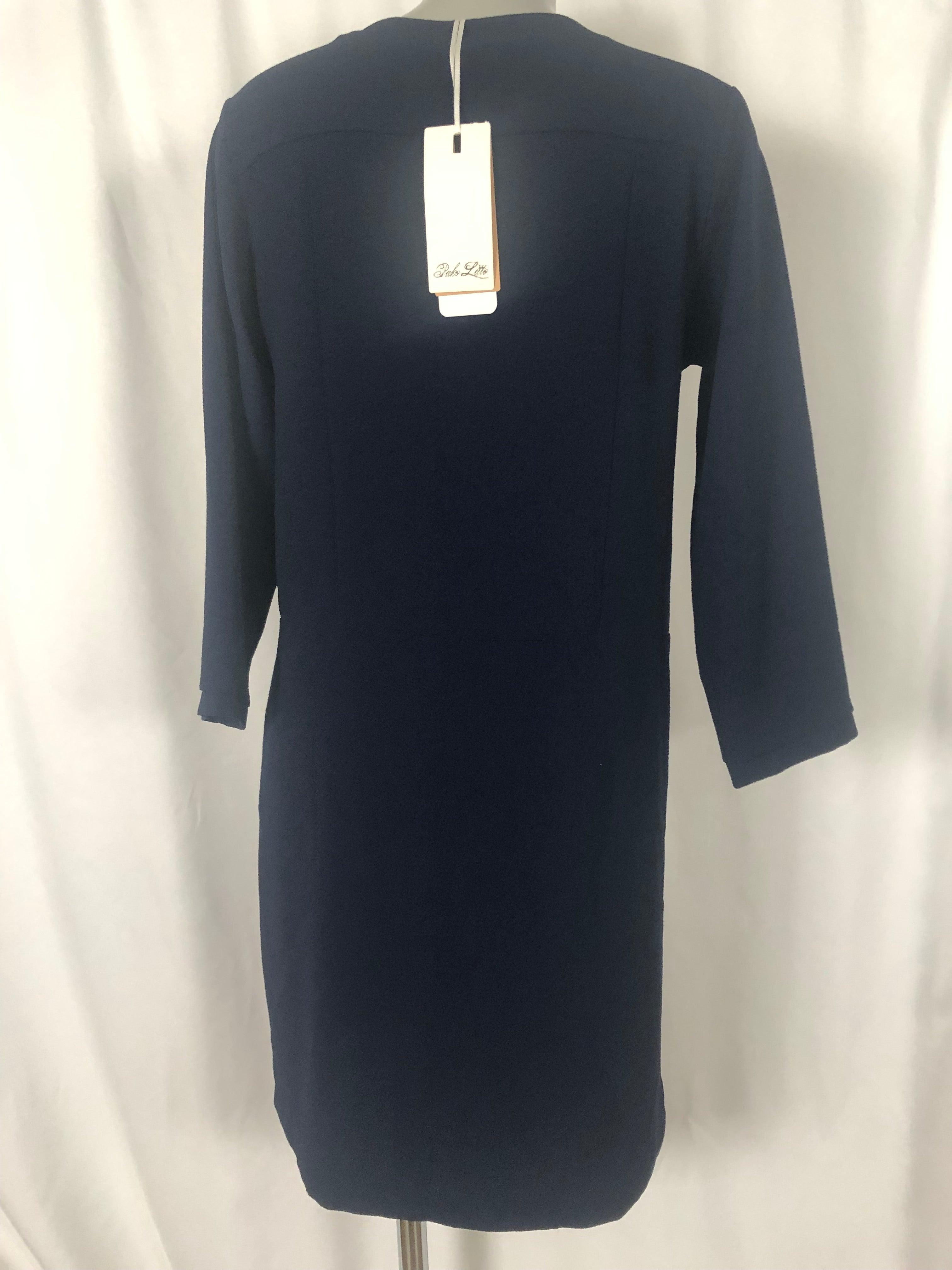 Robe courte bleu marine fluide tissage crêpe Pako Litto - Offre-Unique