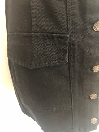 Jupe courte noire trapèze taille haute 100% coton Deeluxe