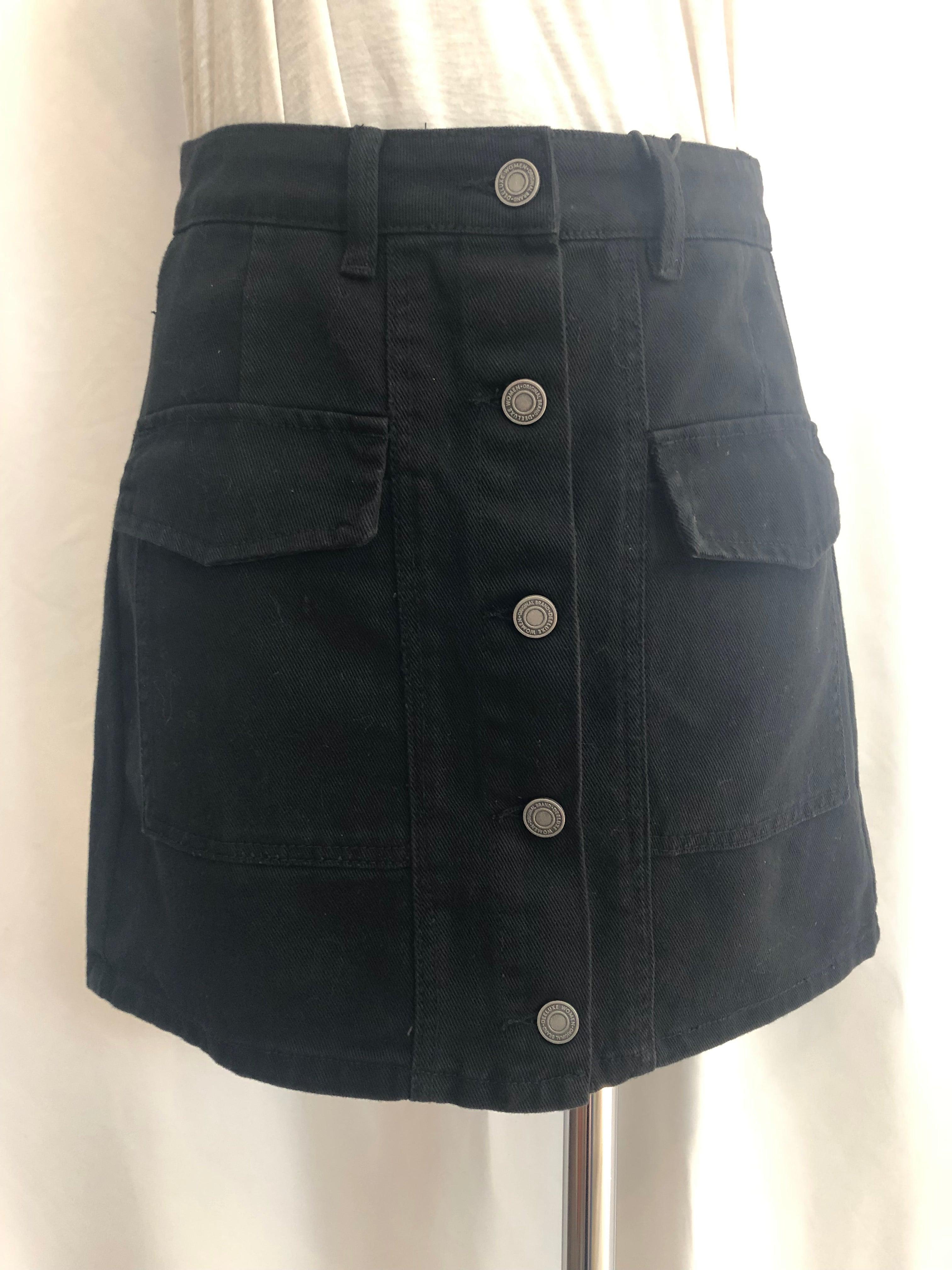 Jupe courte noire trapèze taille haute 100% coton Deeluxe - Offre-Unique