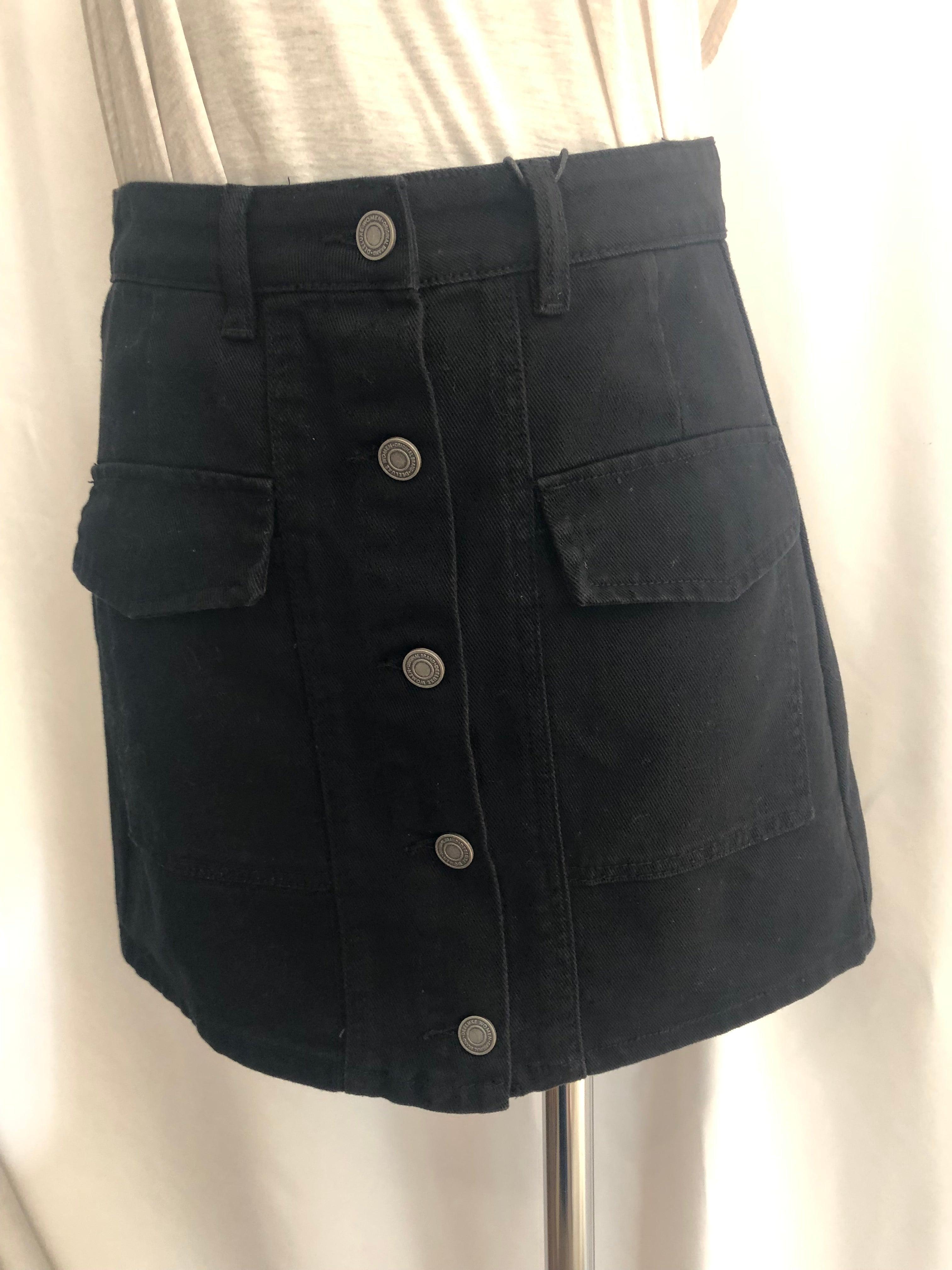 Jupe courte noire trapèze taille haute 100% coton Deeluxe - Offre-Unique