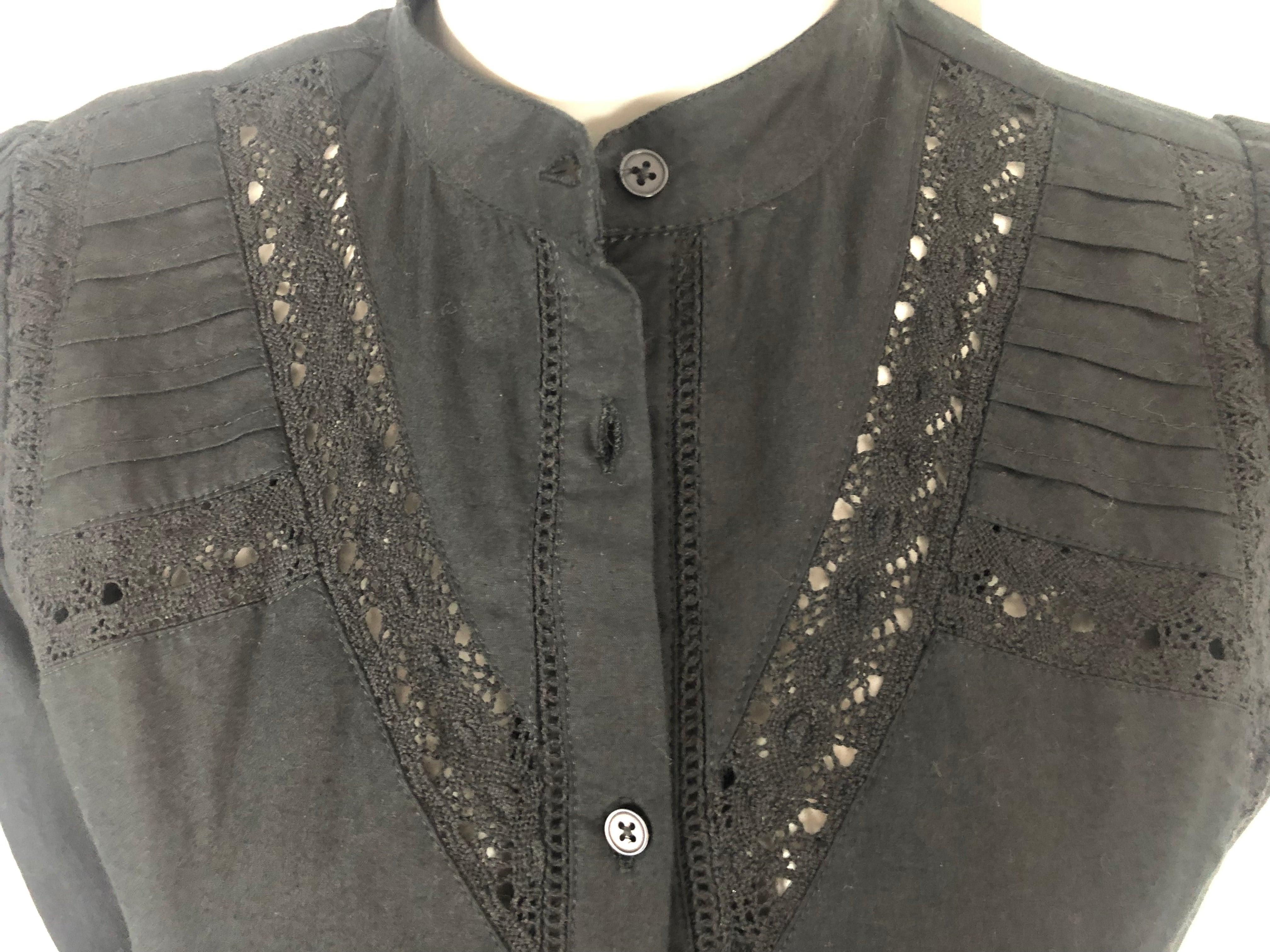 Chemisier noir broderies manches longues coton Peppercorn - Offre-Unique