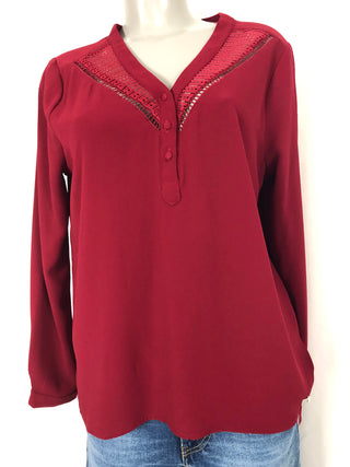 Blouse coupe droite manches longues rouge  Deeluxe