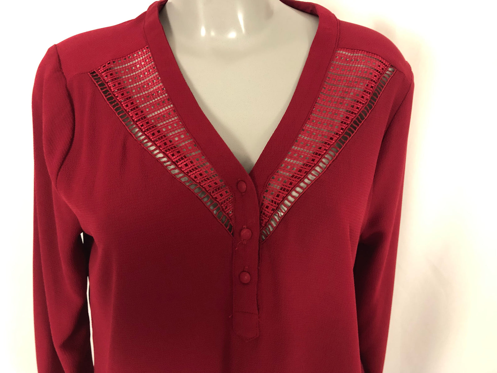 Blouse coupe droite manches longues rouge  Deeluxe