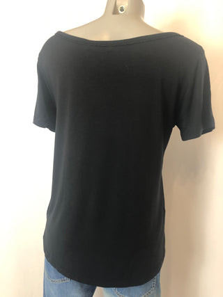 T-shirt noir fluide  manches courtes coupe droite Deeluxe