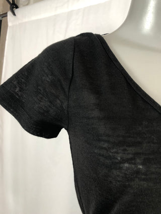 T-shirt noir dentelle manches courtes coupe droite Deeluxe