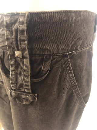 Pantalon tissu demim jeans marron coupe droite 100% coton Tuzzi