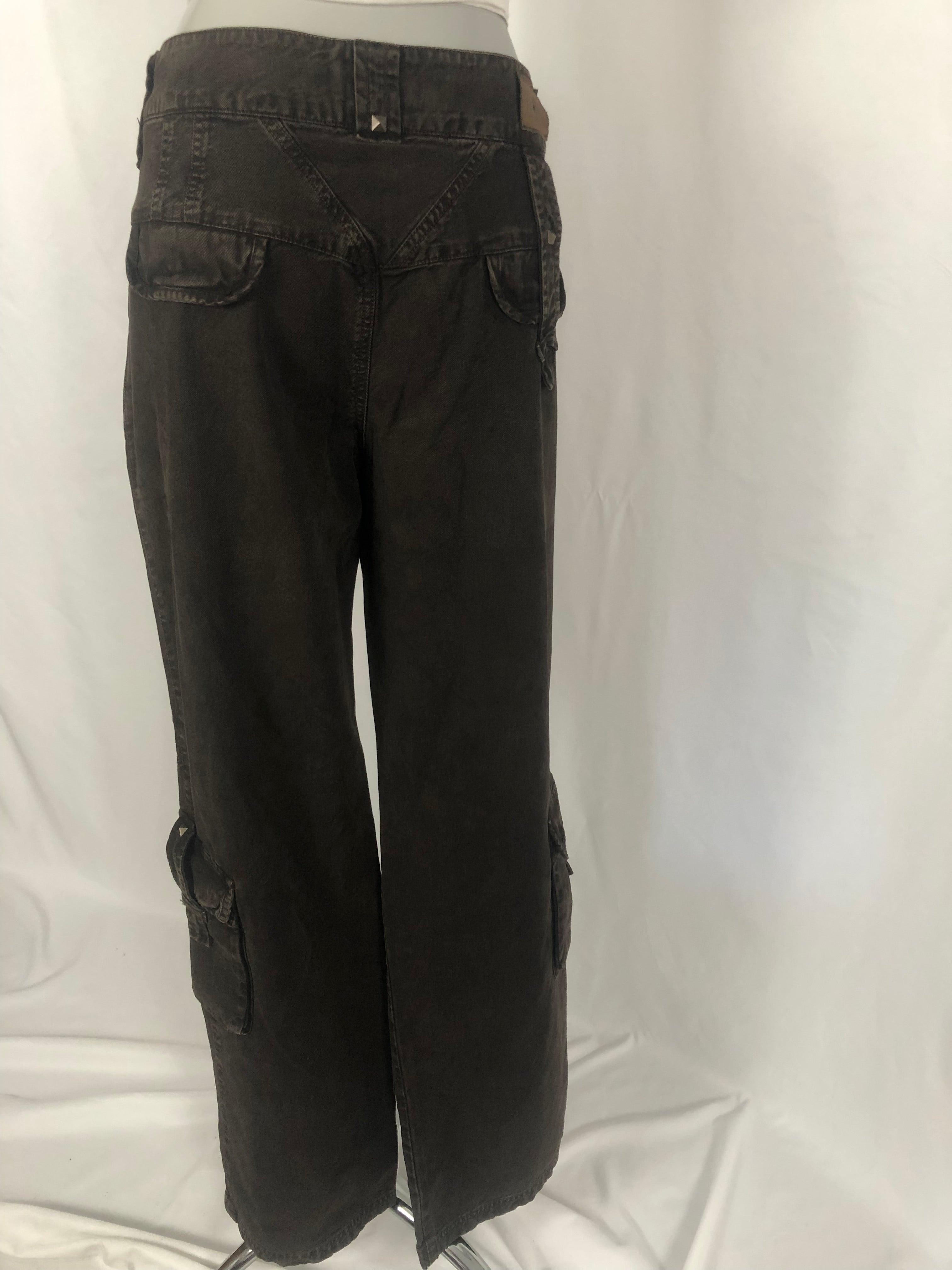 Pantalon tissu demim jeans marron coupe droite coton Tuzzi - Offre-Unique