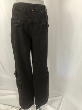 Pantalon tissu demim jeans marron coupe droite 100% coton Tuzzi