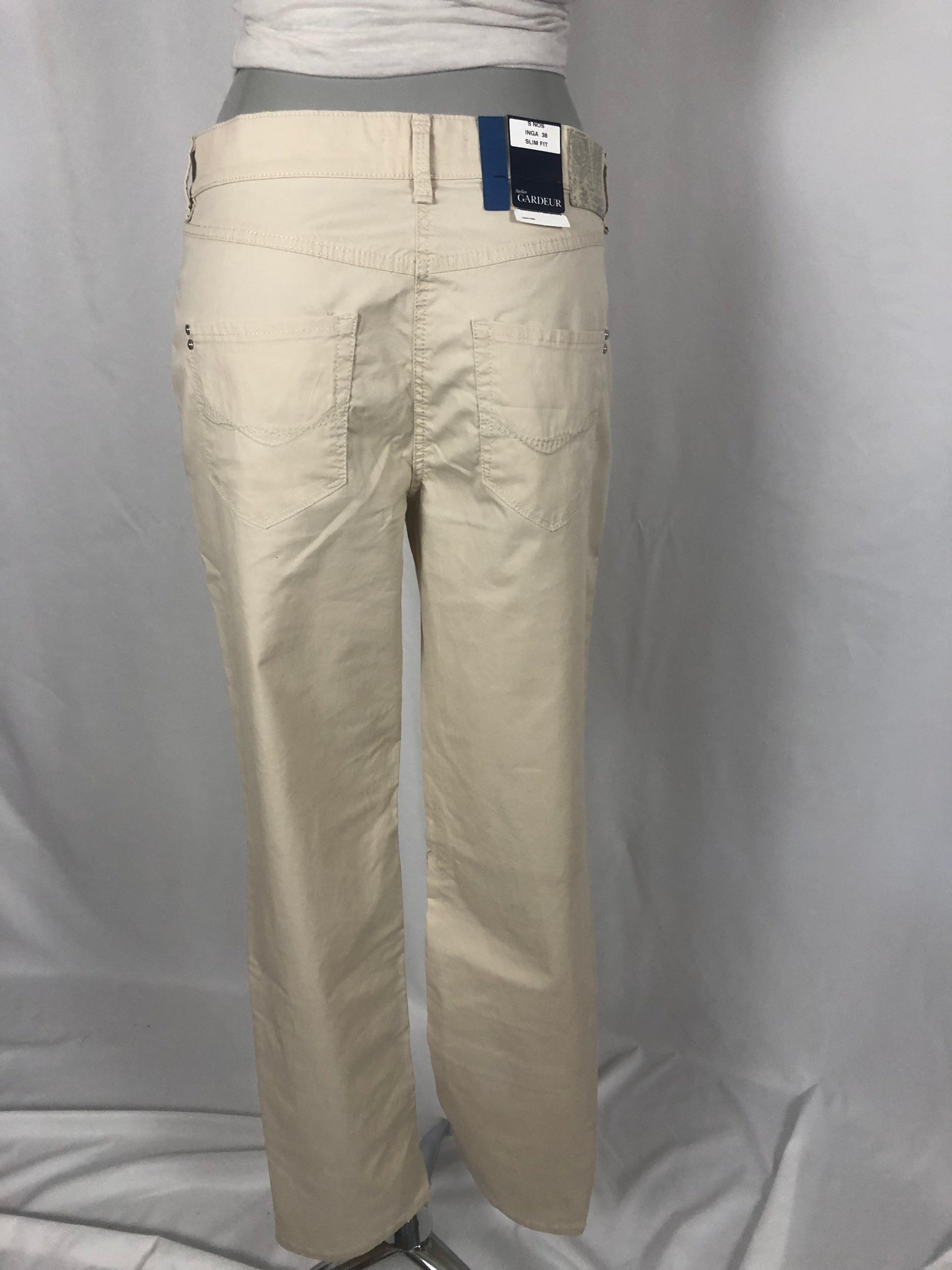 Pantalon toile couleur creme coupe slim fit Atelier Gardeur - Offre-Unique