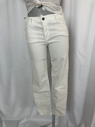 Pantalon blanc velours coupe droite coton stretch modele Arizona Acquaverde