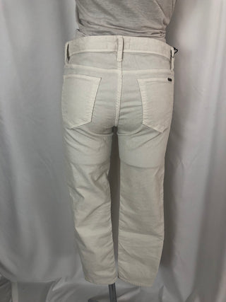Pantalon blanc velours coupe droite coton stretch modele Arizona Acquaverde