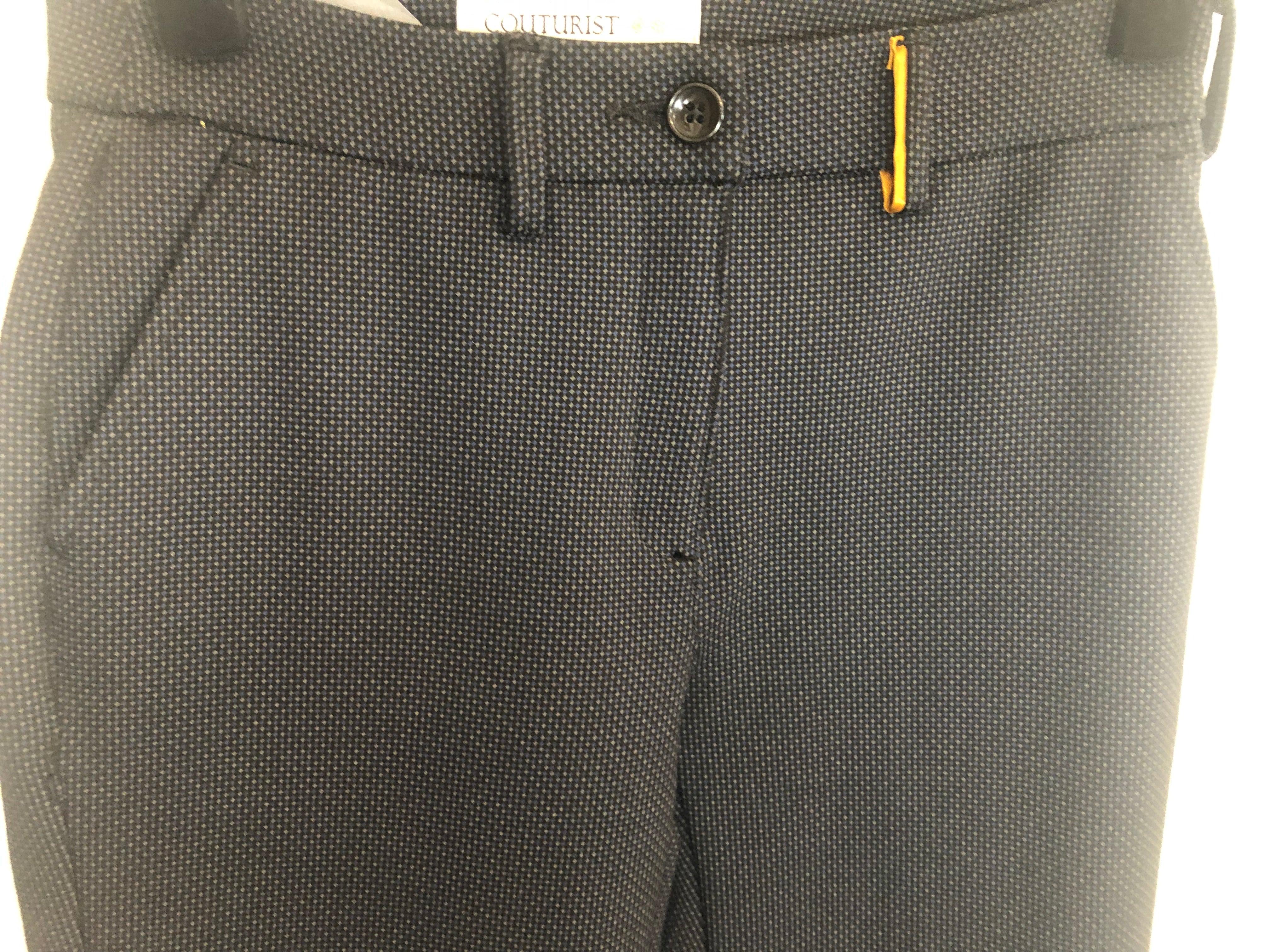 Pantalon de ville slim tissu marine stretch Couturist - Offre-Unique