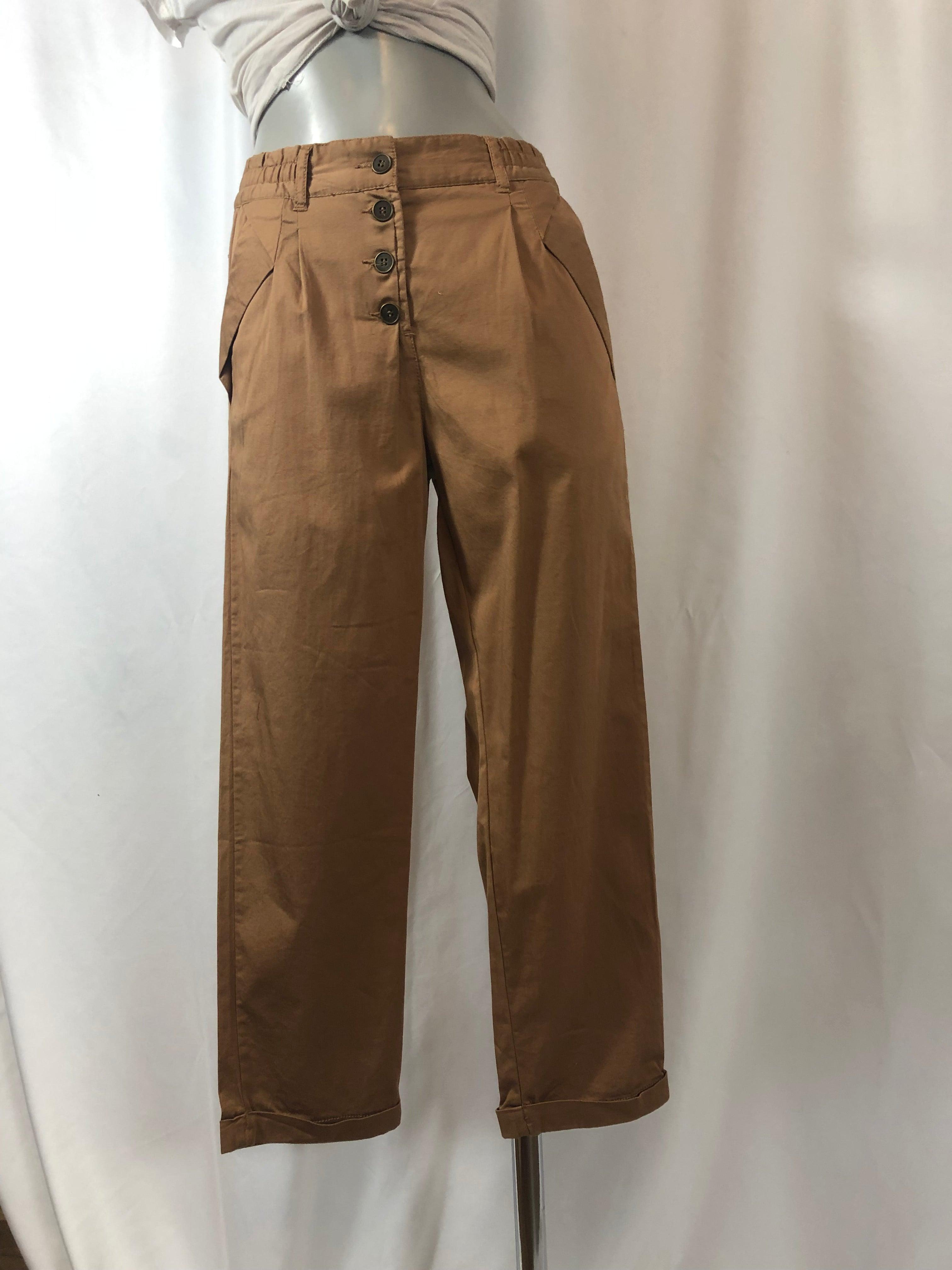 Pantalon coton taille élastiquée brun camel BYoung - Offre-Unique