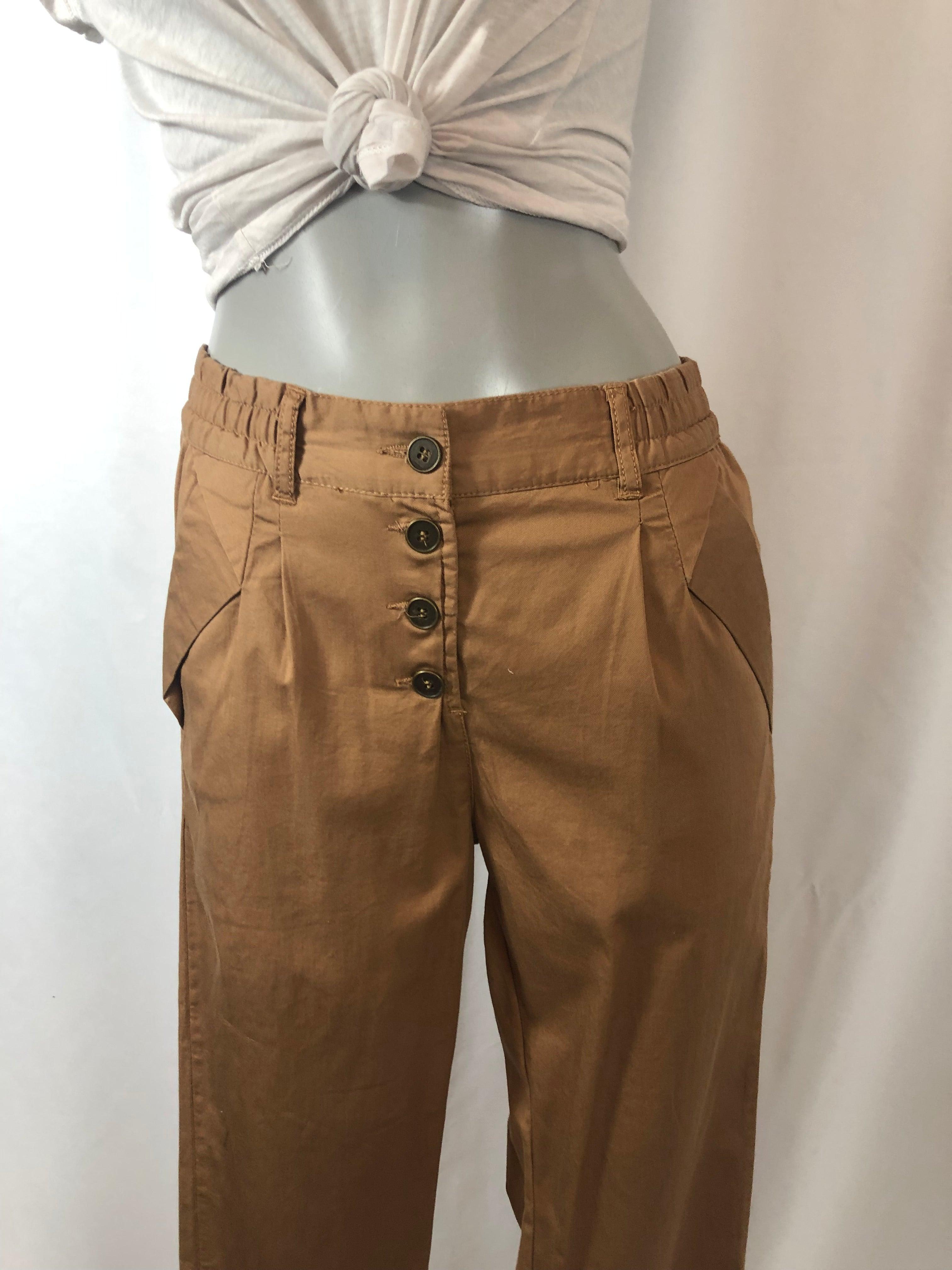 Pantalon coton taille élastiquée brun camel BYoung - Offre-Unique