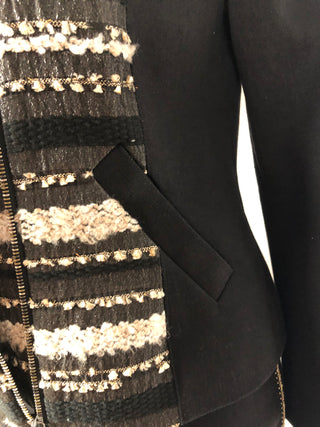Veste casual noire doublée coupe cintrée tissu texturé finitions surpiqures Meri Esca